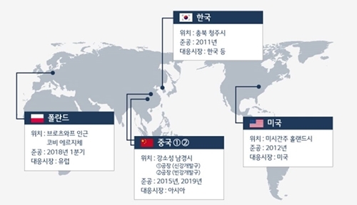 LG화학 전기차 배터리 글로벌 생산체제(사진=LG화학 제공)